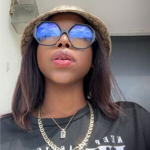 Tom Ford Black Frame Sunglasses with Blue Mirrored Lenses